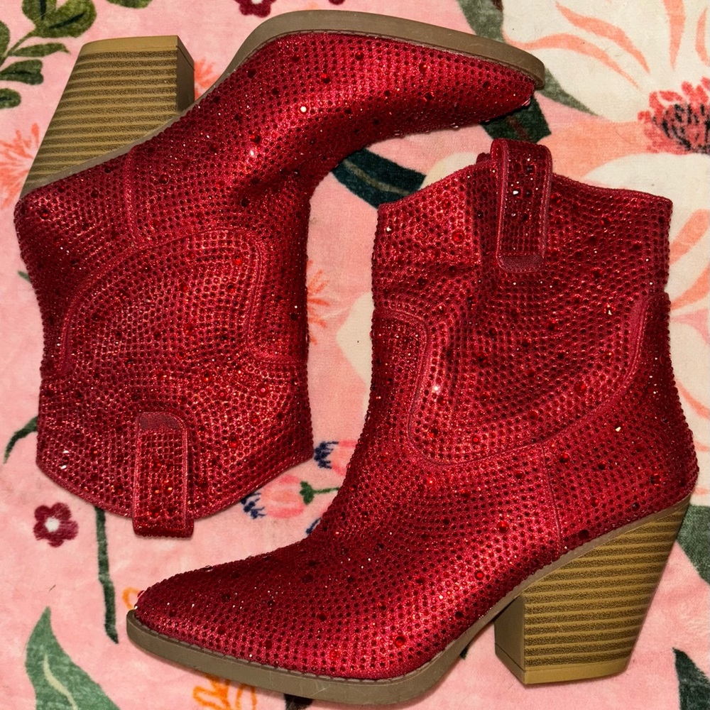 Red Rhinestone Cowgirl Boots